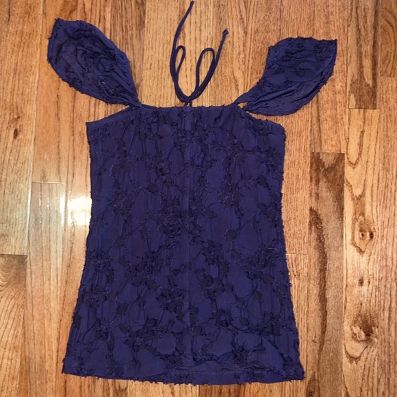 Free People Purple Off The Shoulder Lace Up Baby Doll Blouse Women’s Size Medium - Picture 6 of 7